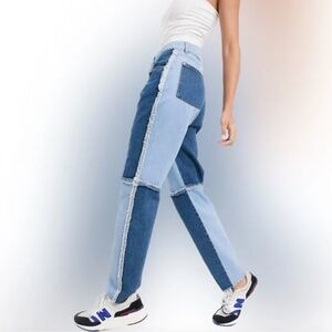 The Ragged Priest Patchwork Colorblock High Wasted Jeans